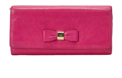 Mulberry Bow Continental Wallet, &pound;90, Accessories, Pink, Leather, Front view